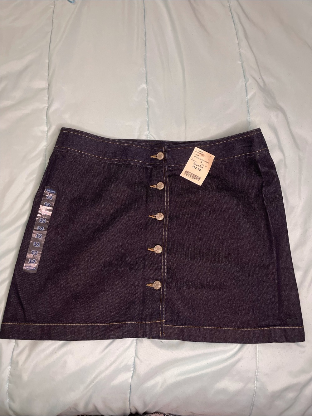 Old Navy Dark Indigo Button-Front Denim Mini Skirt
